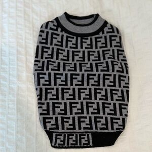 Black and Gray Patterned Dog Sweater 12-16lb